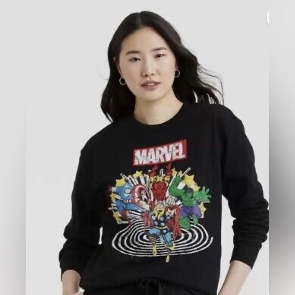 WOMEN’S - Marvel Superhero Front & Back Graphic Crewneck Sweatshirt - M